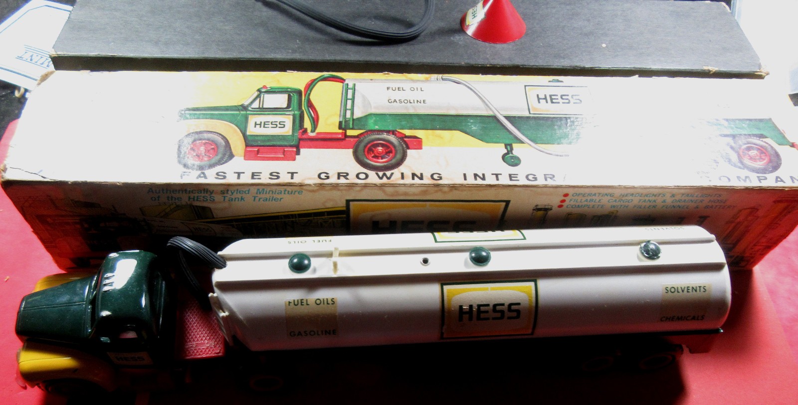 Vintage 1964 Hess Travelers Gasoline Oil Tanker Truck. Marx Toy + Original Box.