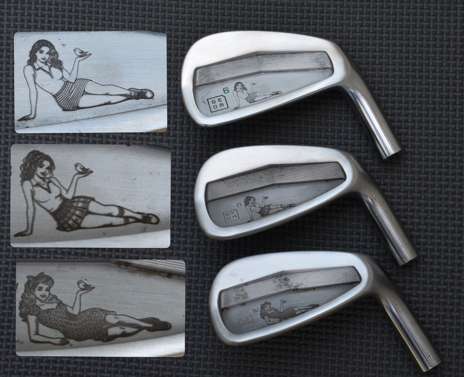 RARE CUSTOM Geom Half Partial Iron Head Set / 6,8,PW / 3 Heads / Birdie Girls