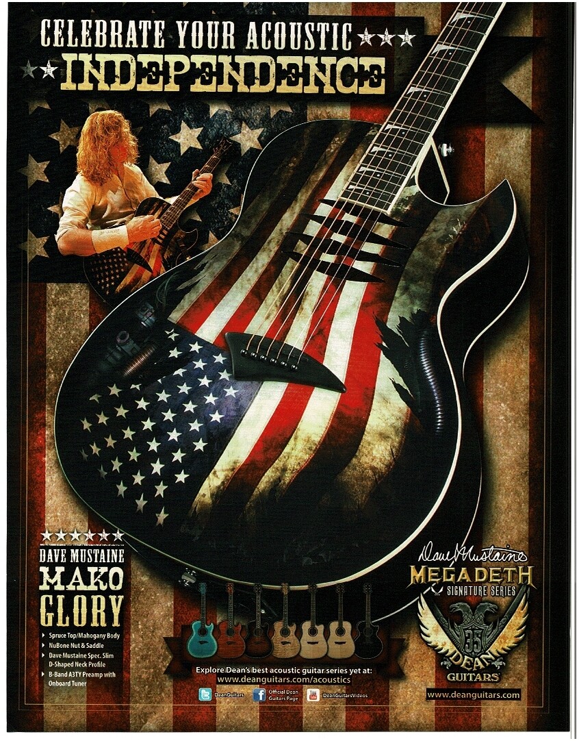 2012 DEAN GUTARS Mako Glory Acoustic Guitar DAVE MUSTAINE Megadeth magazine ad 