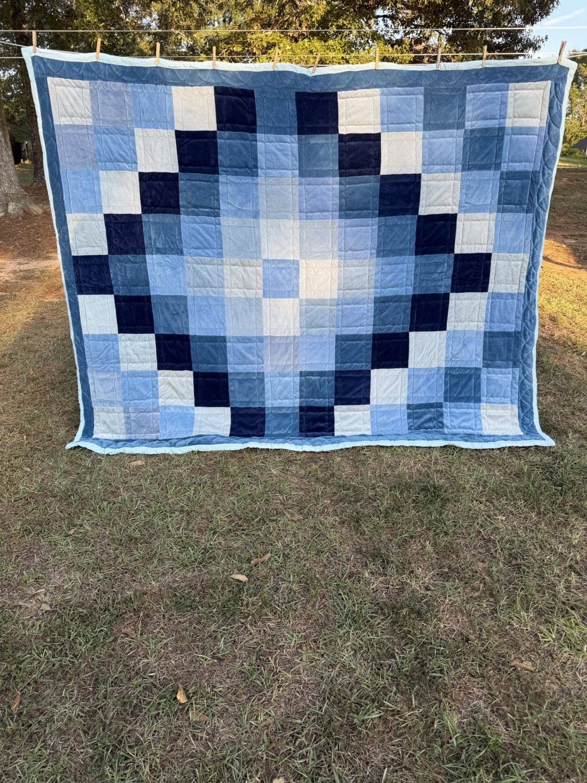 Handmade Quilt Vintage Using Velour Fabric Making It Plush and Soft 68X92” Handmade Quilt Vintage Using Velour Fabric Making It Plush and Soft 68X92”