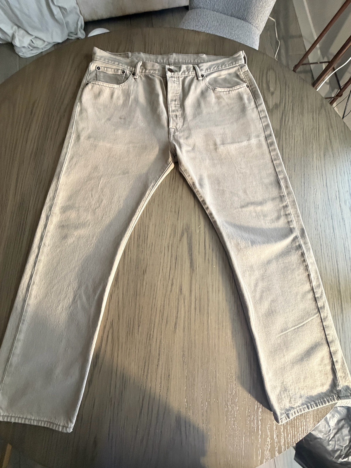 Vintage 1996 Levi’s 501 Jeans W38 L30 Cream Ecru Beige 90s Red Tab