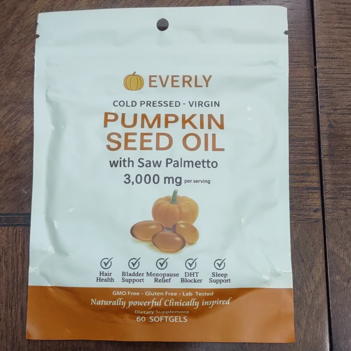 5 pack Everly Pumpkin Seed Oil + Saw Palmetto 3000mg 60 Softgels GMO-Free