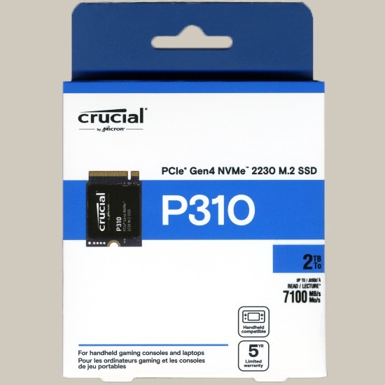 Crucial P310 2TB PCIe Gen 4 x4 7100 MB/s M.2 2230 NVMe SSD (CT2000P310SSD2​)