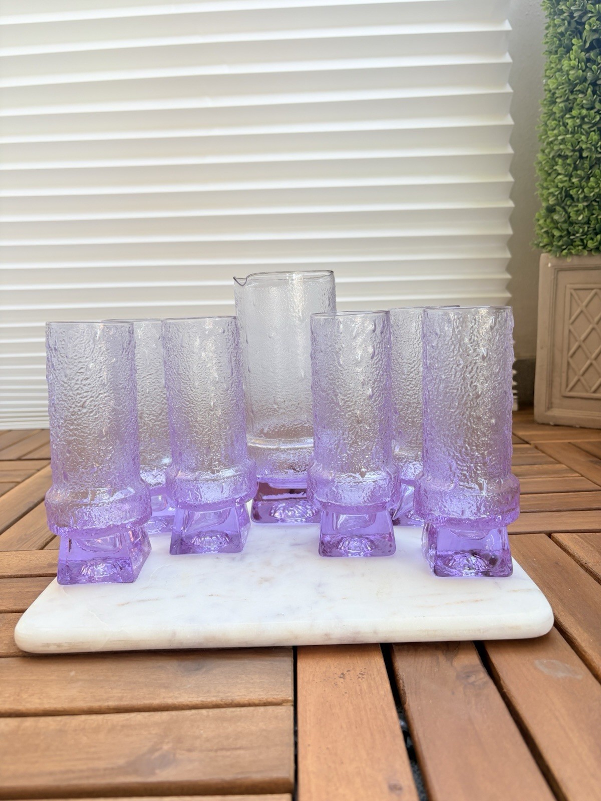 RARE VINTAGE ITALIAN ALEXANDRITE GLASS DECANTER & 6 GLASSES NEODYMIUM *READ* RARE VINTAGE ITALIAN ALEXANDRITE GLASS DECANTER & 6 GLASSES NEODYMIUM *READ*