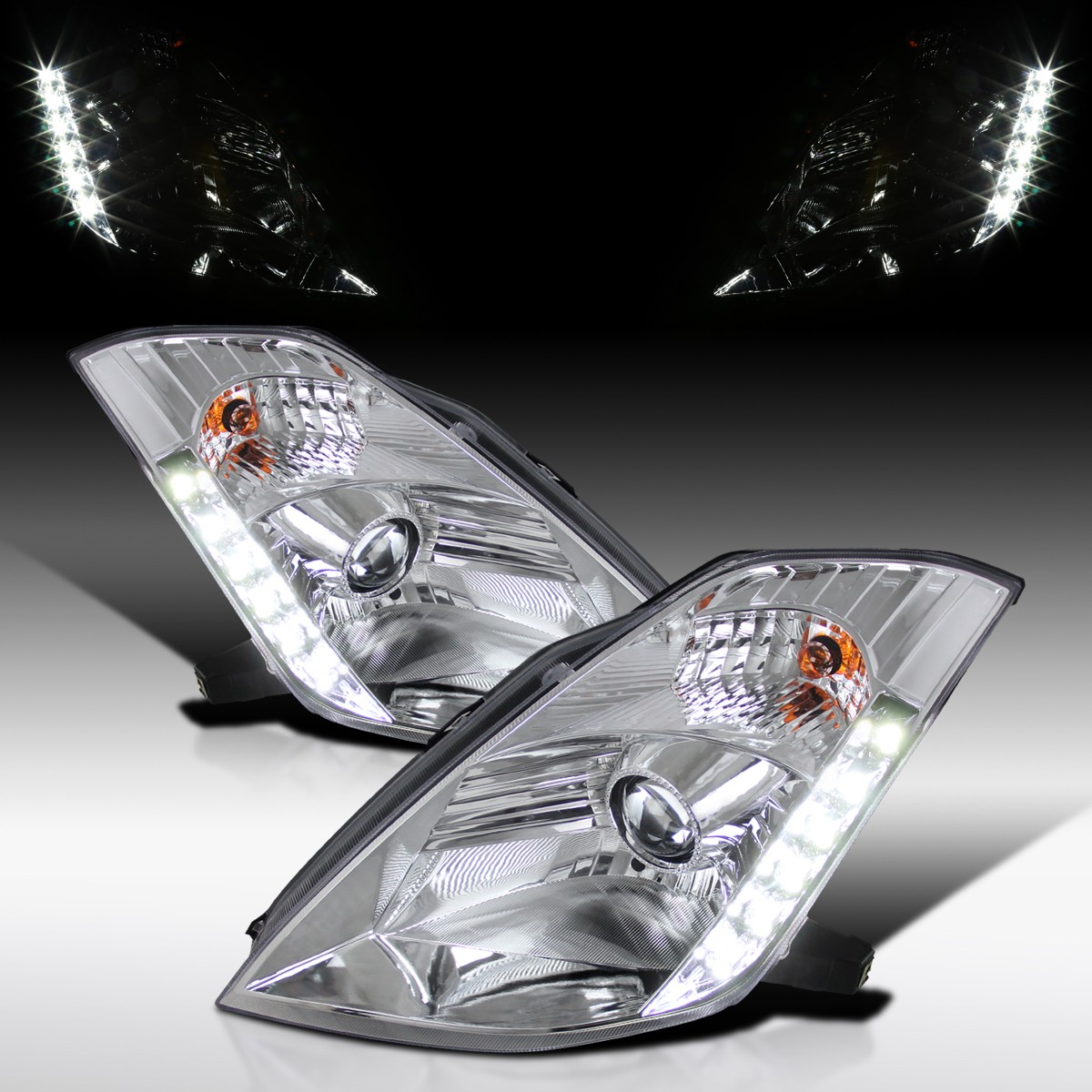 Fit 2003-2005 350Z Z33 Fairlady HID Projector Headlights LED Strip Headlamps