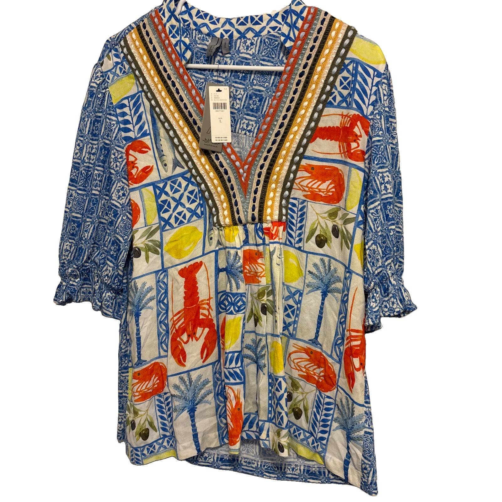 Bl^nk London Anthropologie Stephanie Embroidered Floral V-Neck Blouse Top NWT L Bl^nk London Anthropologie Stephanie Embroidered Floral V-Neck Blouse Top NWT L