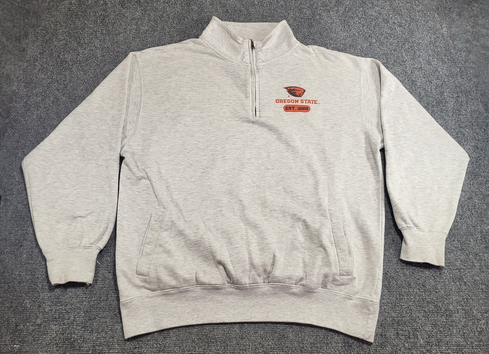 Oregon State Beavers Men\'s Heather Gray Quarter-Zip Pullover Sweatshirt Size XL Oregon State Beavers Men\'s Heather Gray Quarter-Zip Pullover Sweatshirt Size XL