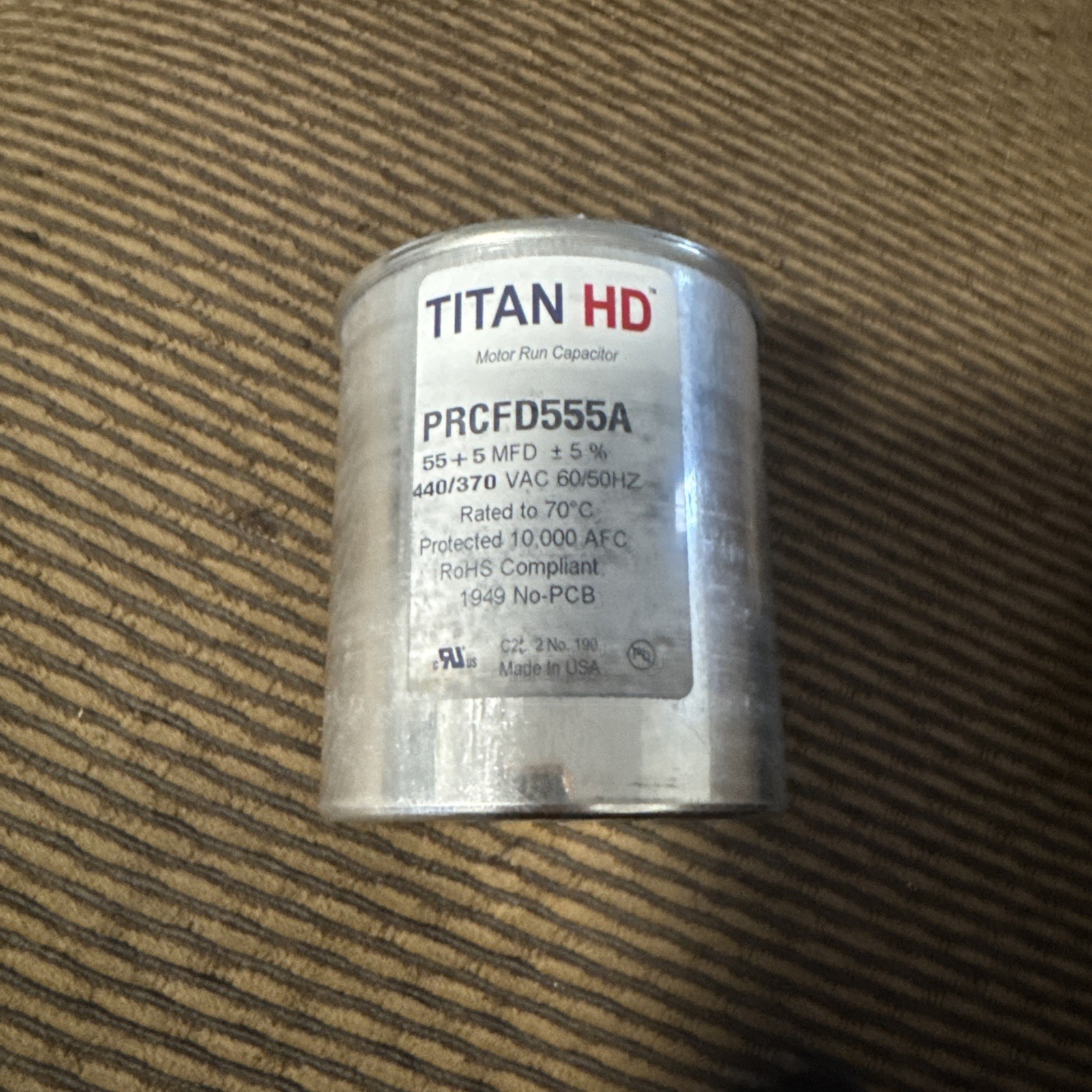 Titan Hd Prcfd555a Motor Dual Run Cap, 55/5 Mfd, 440V, Round Titan Hd Prcfd555a Motor Dual Run Cap, 55/5 Mfd, 440V, Round