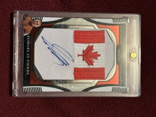 topps ufc Georges St Pierre 2011 Finest on card relic auto finest flagbe G2U topps ufc Georges St Pierre 2011 Finest on card relic auto finest flagbe G2U