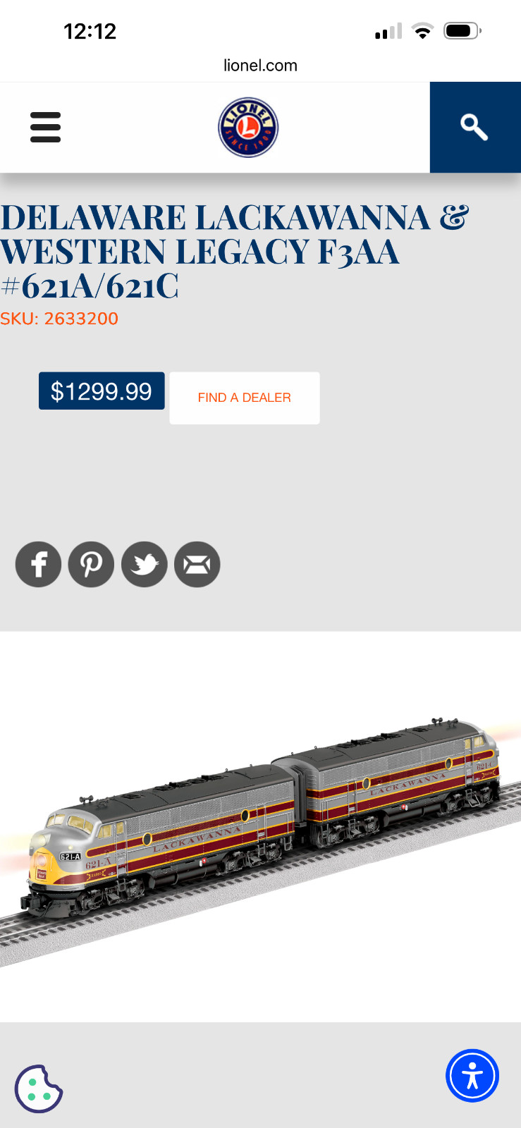 Lionel Legacy Delaware Lackawanna & Western F3 AA Set Item #2633200 Lionel Legacy Delaware Lackawanna & Western F3 AA Set Item #2633200