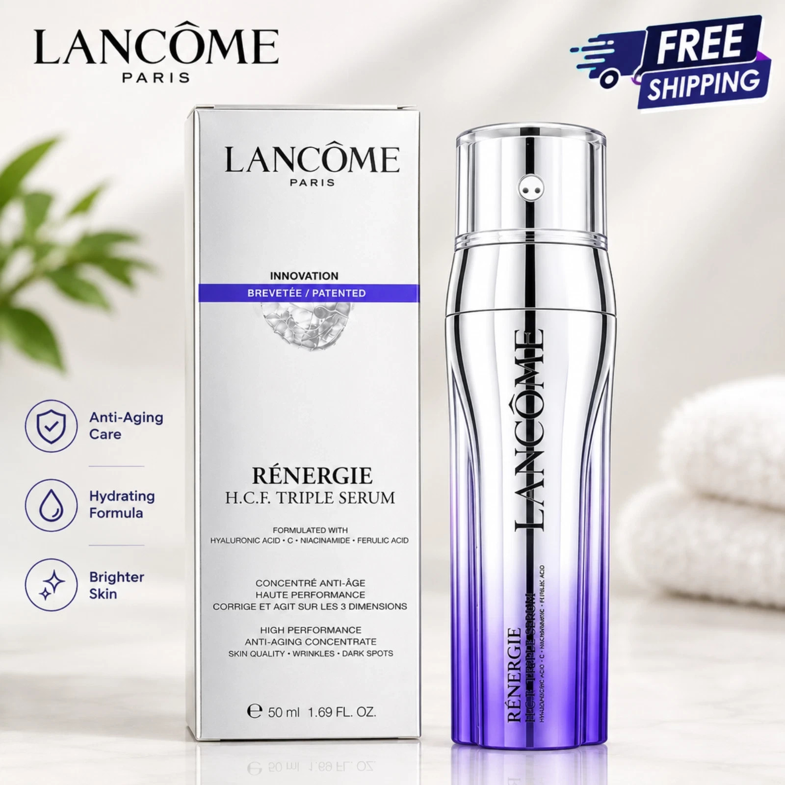 Lancome Renergie H.C.F Triple Serum ANTI-AGING 1.7oz /50mL FULL SZ SEAL BOX