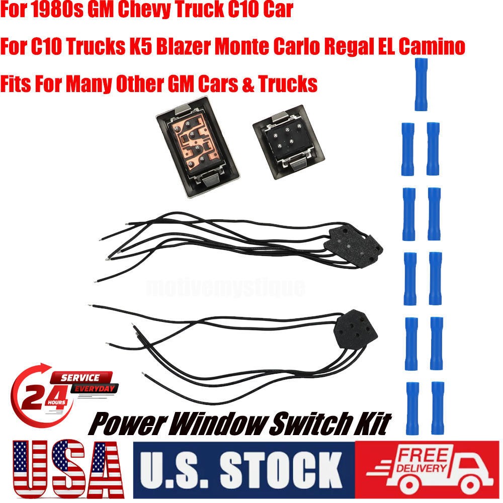 Power Window Switch Kit Wire Pigtail Connector W/Switch for 1980s GM Chevy Truck