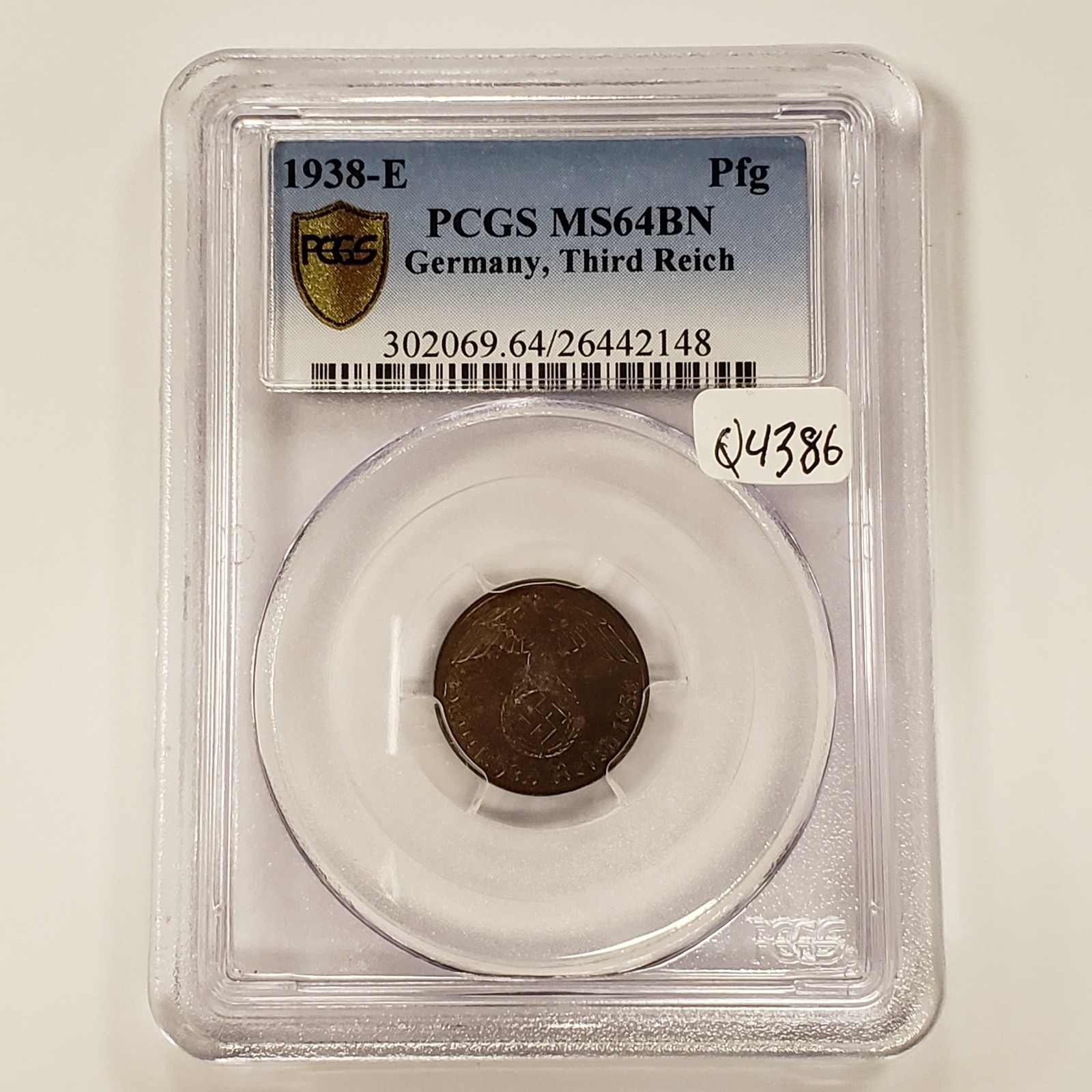 1938-E Germany Third Reich Pfennig - PCGS MS 64 BN - SKU-Q4386