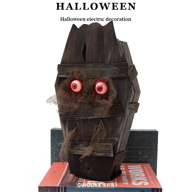 Halloween Electric Walking Coffin Prop Motion Sensor Haunted House Decoration
