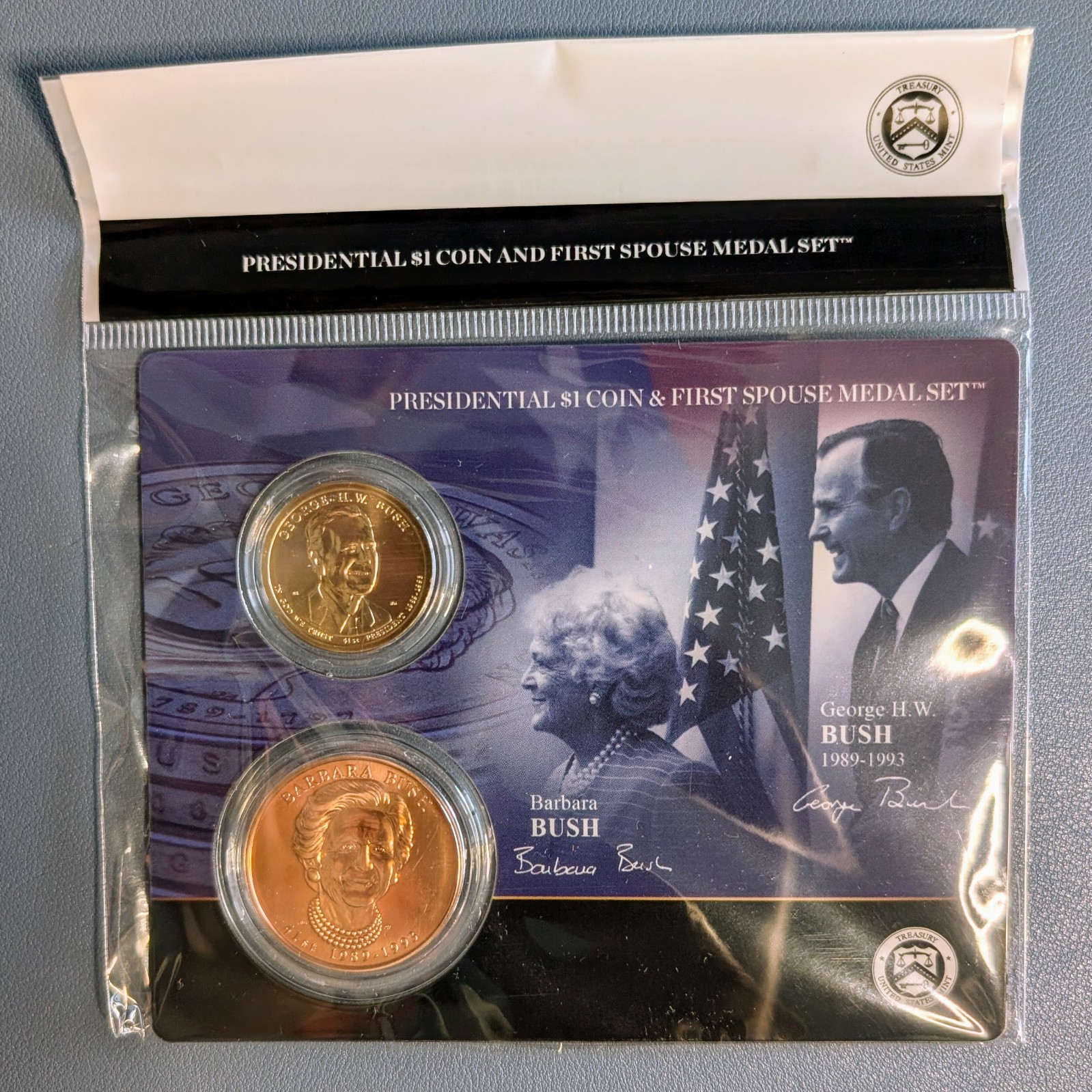 2020 George HW Bush Presidential $1 Coin & Barbara Bush First Spouse Medal Set