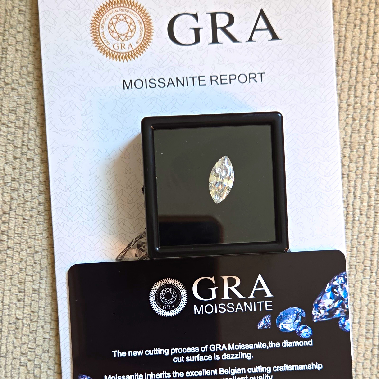 3.0ct Marquise Moissanite Loose Gem 7x14mm D VVS1 Excellent GRA