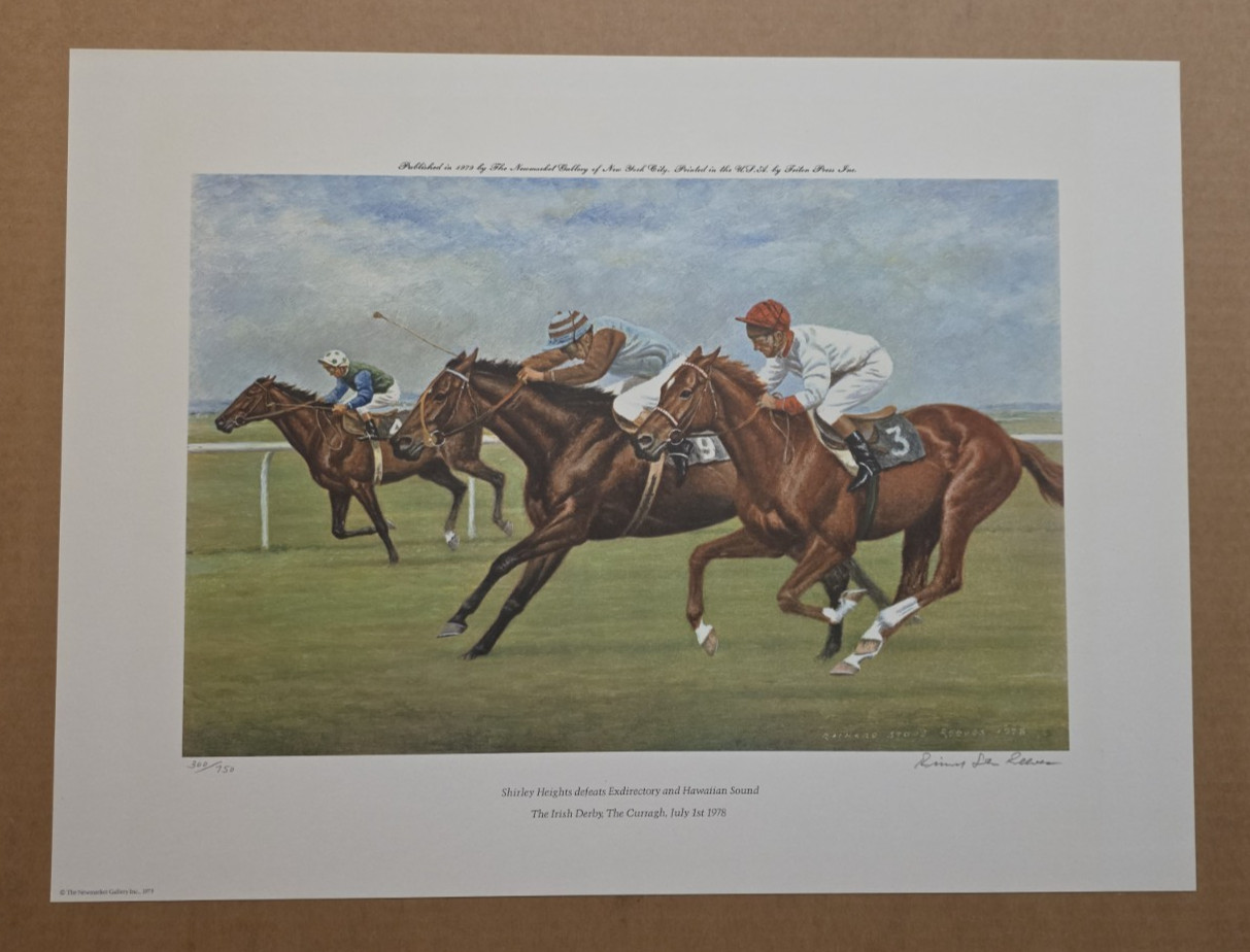 1979 Richard Stone Reeves Print, Shirley Heights Wins Irish Derby, 300/750