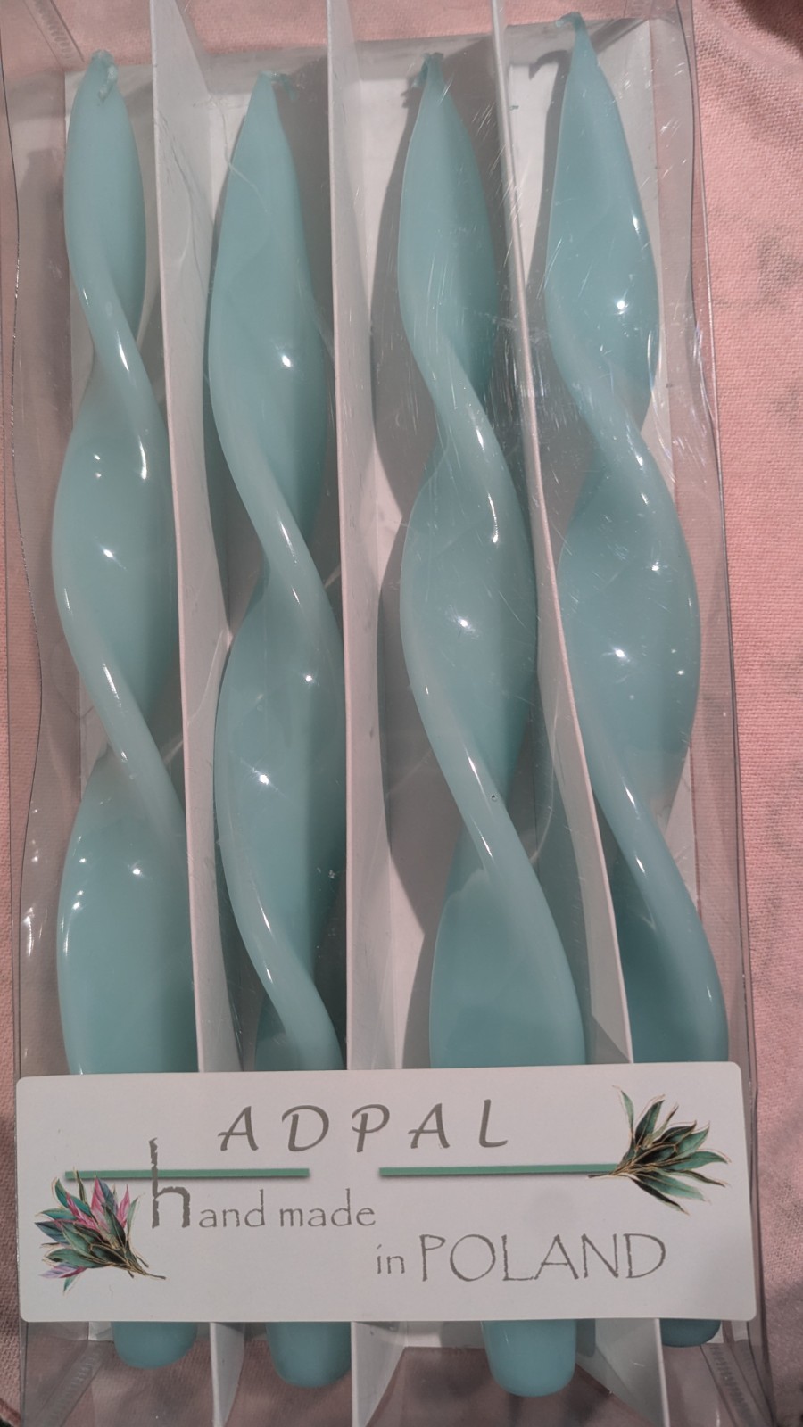 New PINK ADPAL Elegant Lacquer Twisted Taper Candles Handmade in Poland 4 Pc New PINK ADPAL Elegant Lacquer Twisted Taper Candles Handmade in Poland 4 Pc