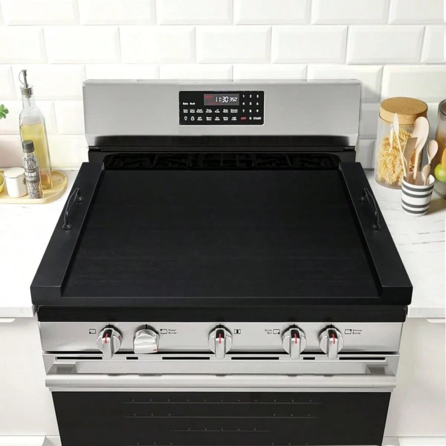 Rustic Farmhouse Wood Stove Cover Handcrafted Countertop Tray Kitchen Decor