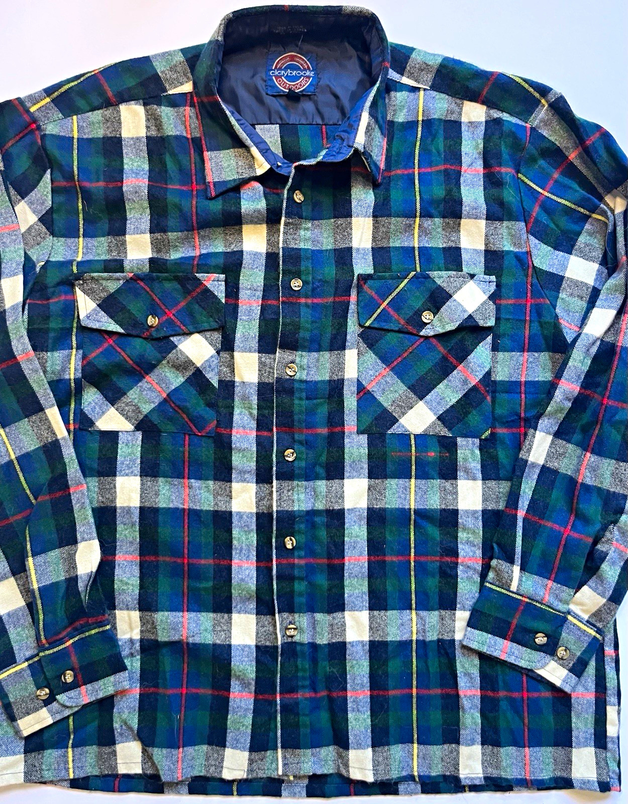 Claybrooke Outdoors Men\'s XL Multicolor Plaid Acrylic Flannel Button-Up Pockets