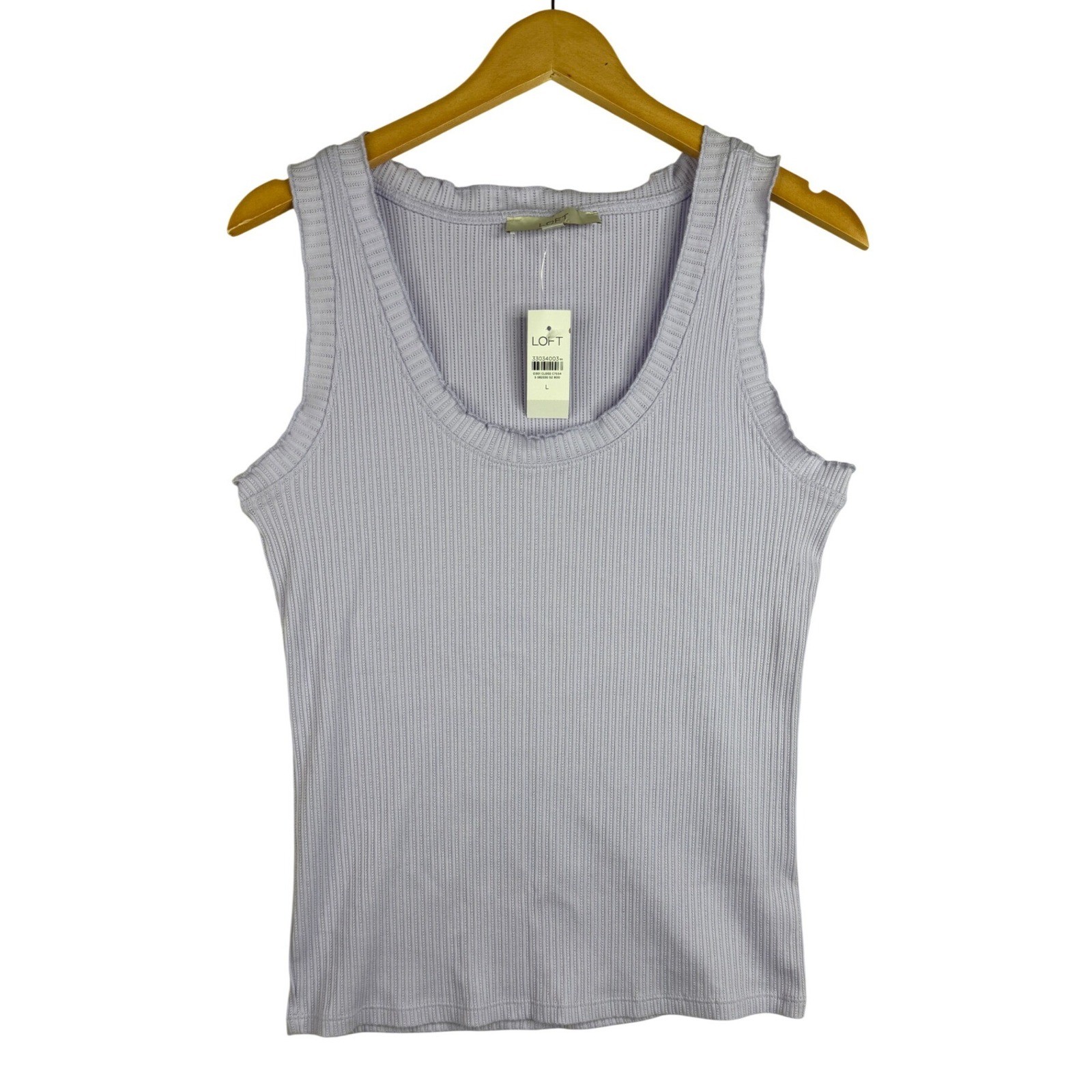NWT LOFT Womens Ribbed Ruffle Tank Size Large Lilac Purple