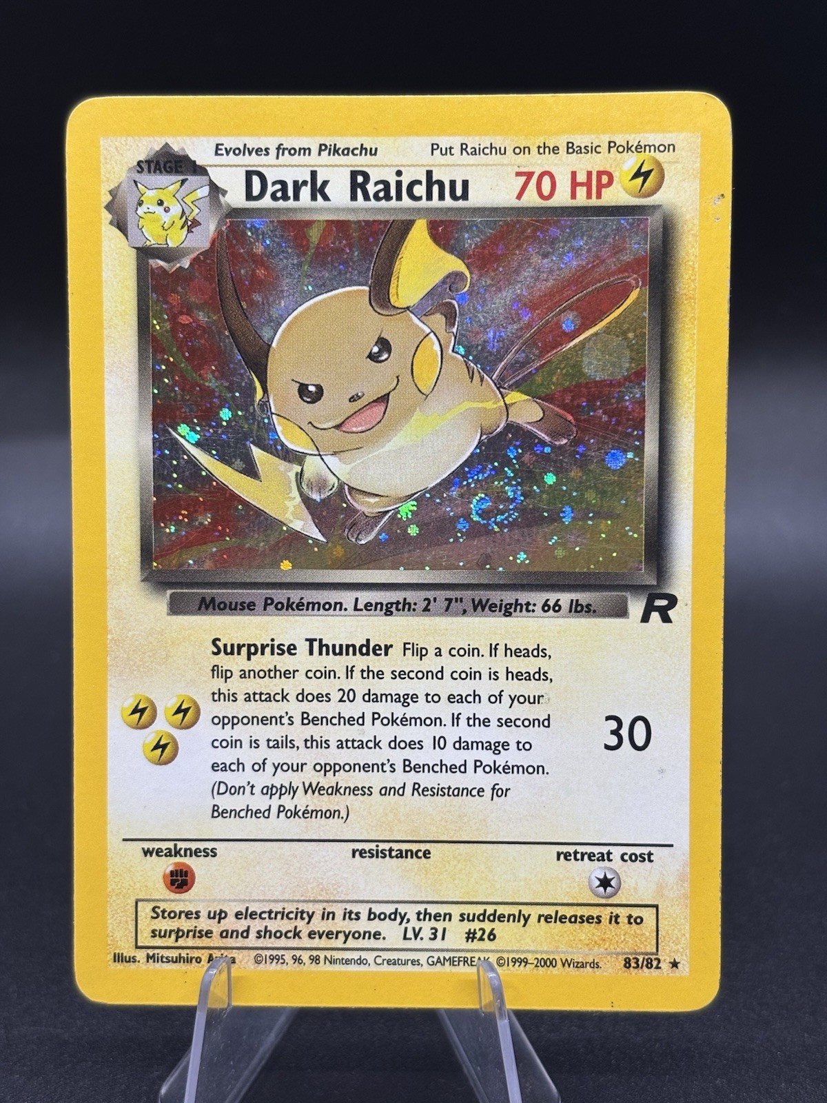 Pokémon Dark Raichu Holo TCG Card 83/82 Secret Rare Unlimited Pokémon Dark Raichu Holo TCG Card 83/82 Secret Rare Unlimited