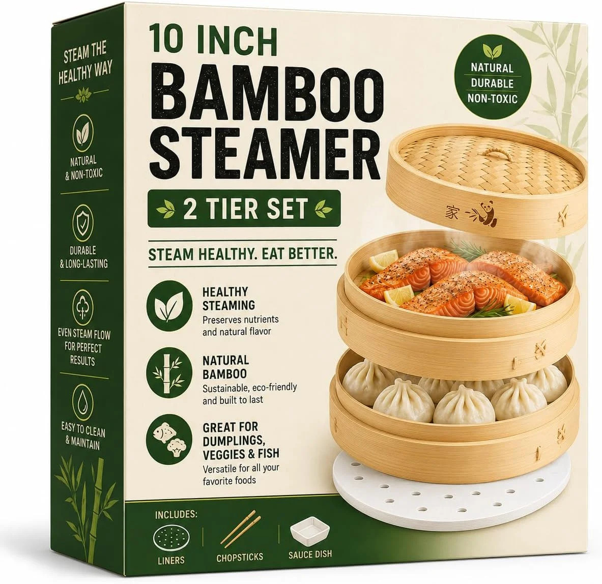 54-Piece Bamboo Steamer Basket Set, 10 Inch for Delicious, Authentic Meals 54-Piece Bamboo Steamer Basket Set, 10 Inch for Delicious, Authentic Meals