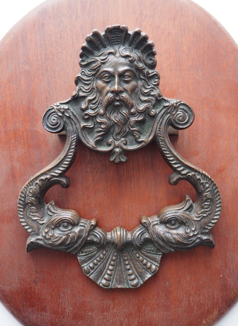 RARE 1930\'s Antique MAX LE VERRIER  Bronze Poseidon Monster Door Knoker $3500