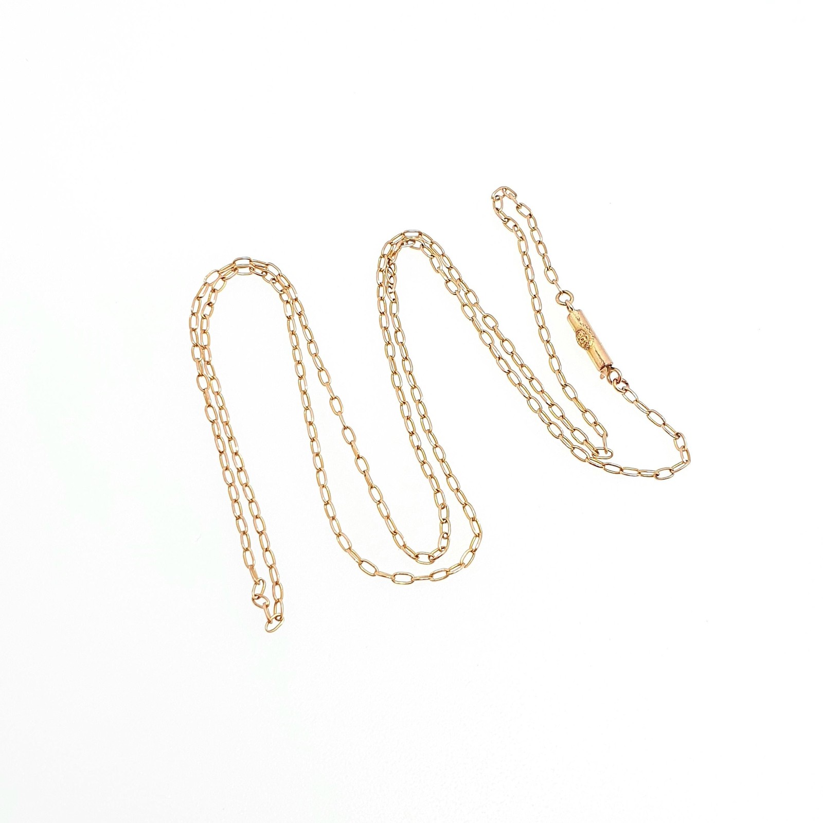 Antique 9ct 9k Gold Chain Necklace Victorian Cable Link Oval Solid 375 45cm Antique 9ct 9k Gold Chain Necklace Victorian Cable Link Oval Solid 375 45cm