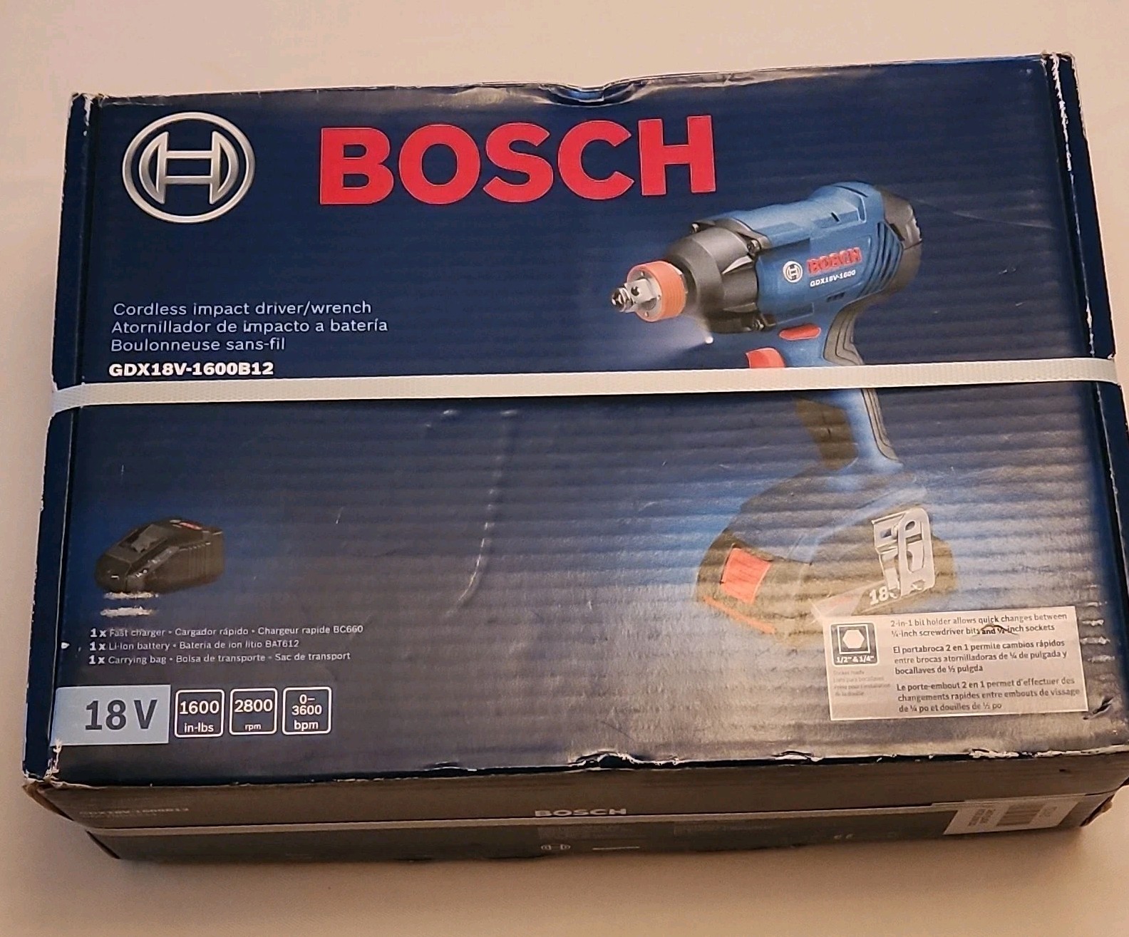 Bosch GDX18V-1600B12 18V Impact Driver, 1600 in-lbs, Li-Ion, Battery, Charger Bosch GDX18V-1600B12 18V Impact Driver, 1600 in-lbs, Li-Ion, Battery, Charger
