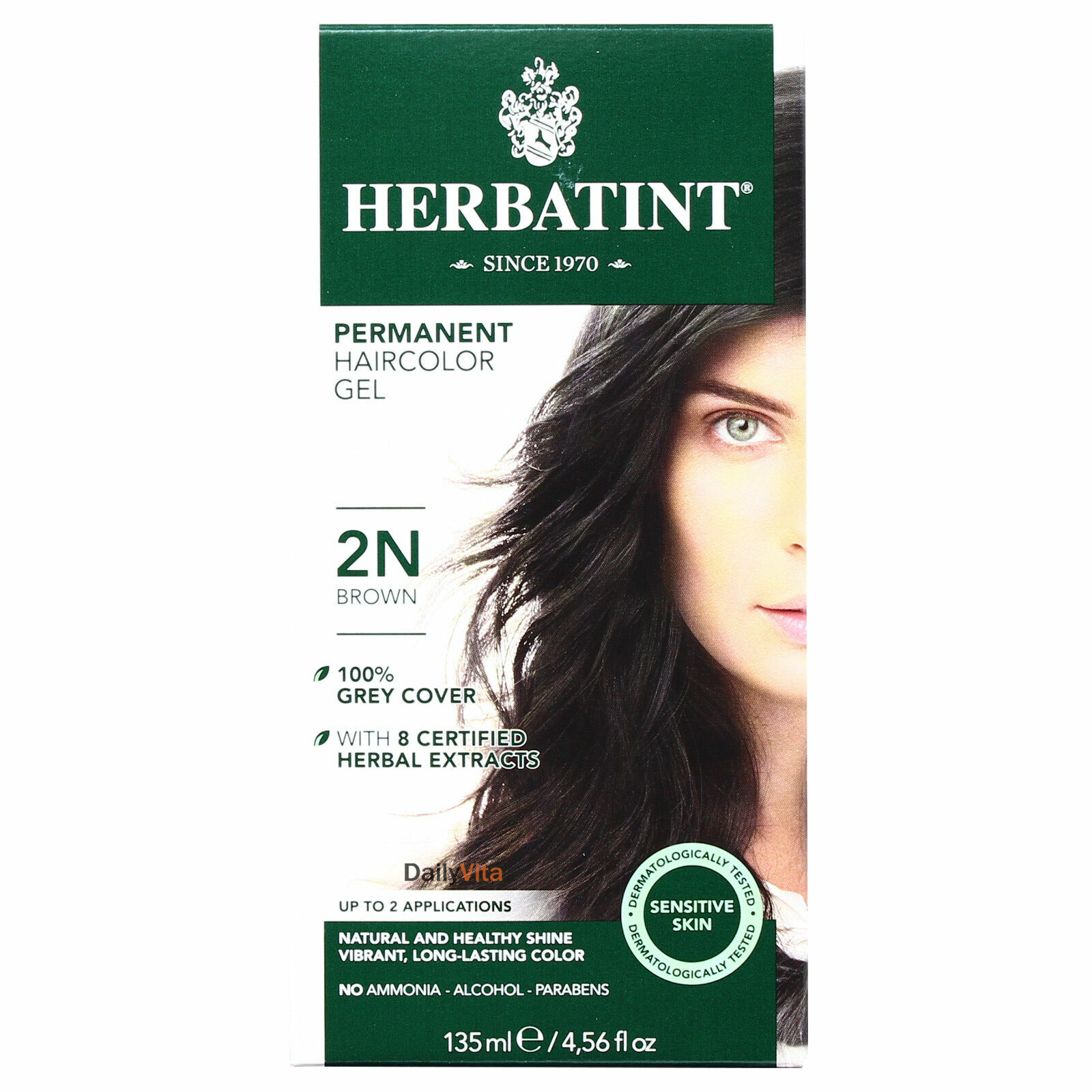 Herbatint Permanent Herbal Hair Color Gel 2N Brown 4.56 Ounce Herbatint Permanent Herbal Hair Color Gel 2N Brown 4.56 Ounce