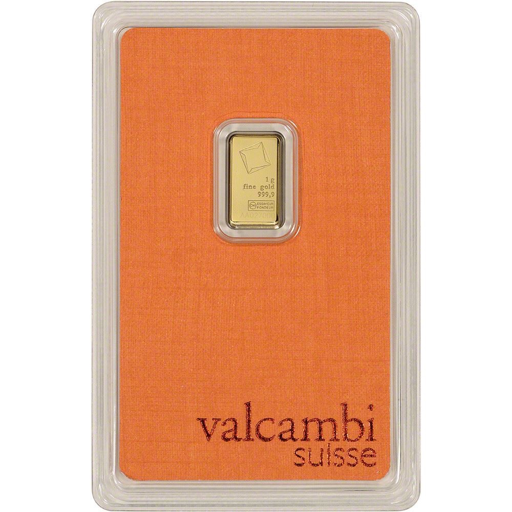 1 gram Gold Bar - Valcambi Suisse - 999.9 Fine in Sealed Assay 1 gram Gold Bar - Valcambi Suisse - 999.9 Fine in Sealed Assay