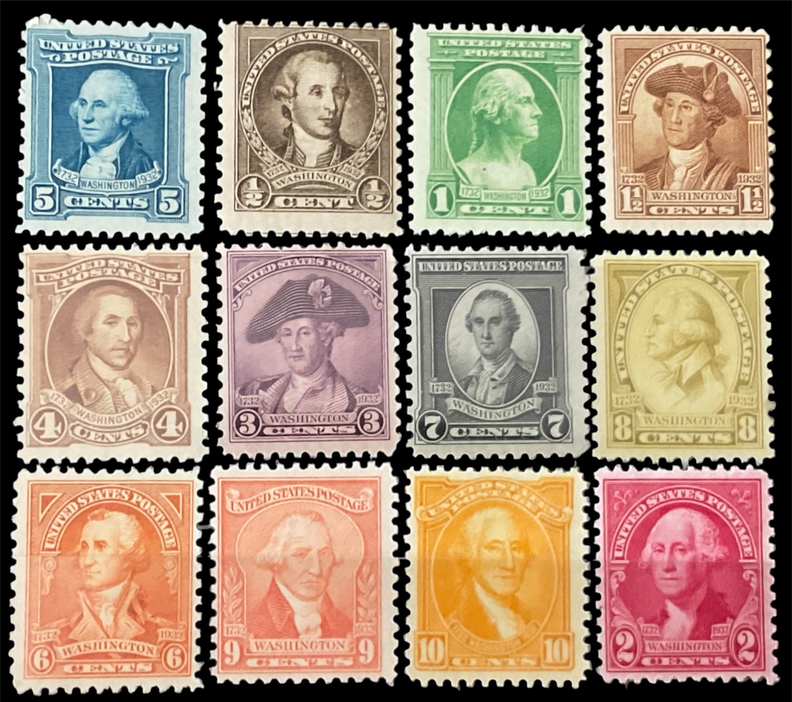US Scott 704-715 Stamps Complete Washington 200th Birthday Mint Never Hinged US Scott 704-715 Stamps Complete Washington 200th Birthday Mint Never Hinged