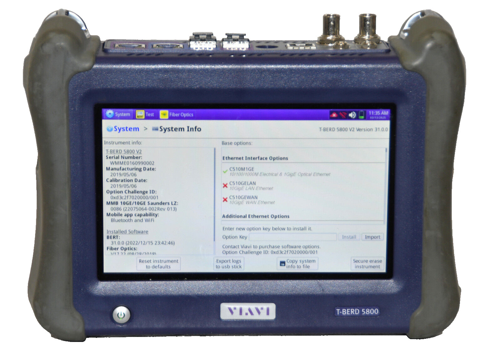 JDSU Viavi T-Berd 5800 V2 Fiber Optic Network Tester 5822P C510M1GE BAY18