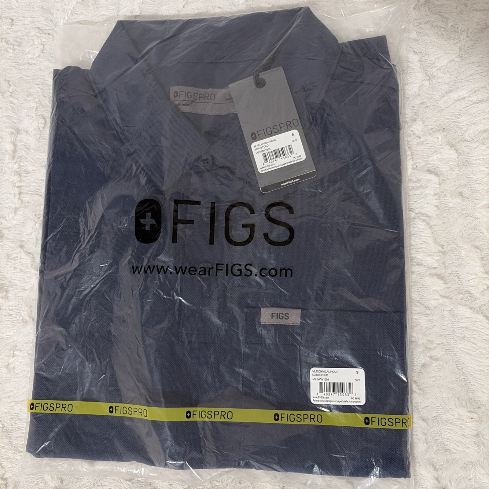 BLOWOUT Figs Mens Medical Short Sleeve Pique Navy Scrub Polo Navy Blue Small New