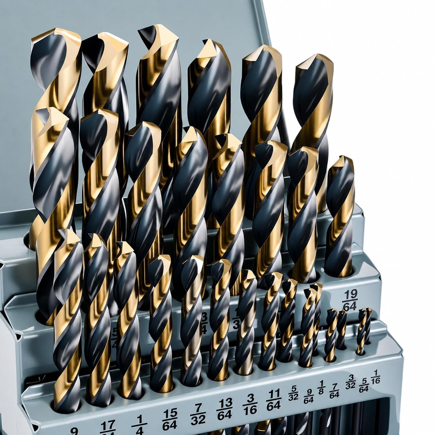 29Pcs Cobalt Drill Bit Set, 135 Degree Tip High Speed Steel with Black and Go...