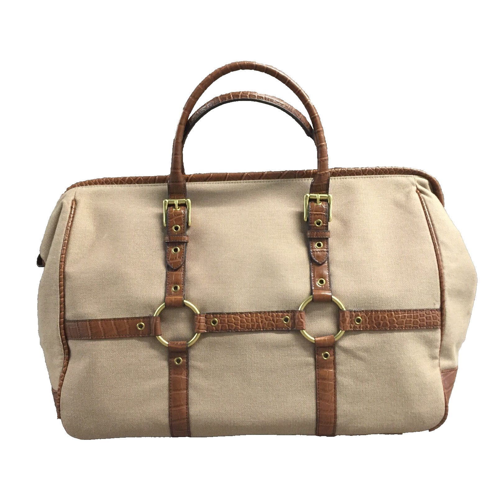 THE LIMITED Womens Tan Canvas Lightweight Overnight Weekend Carry On Bag 23 X 13