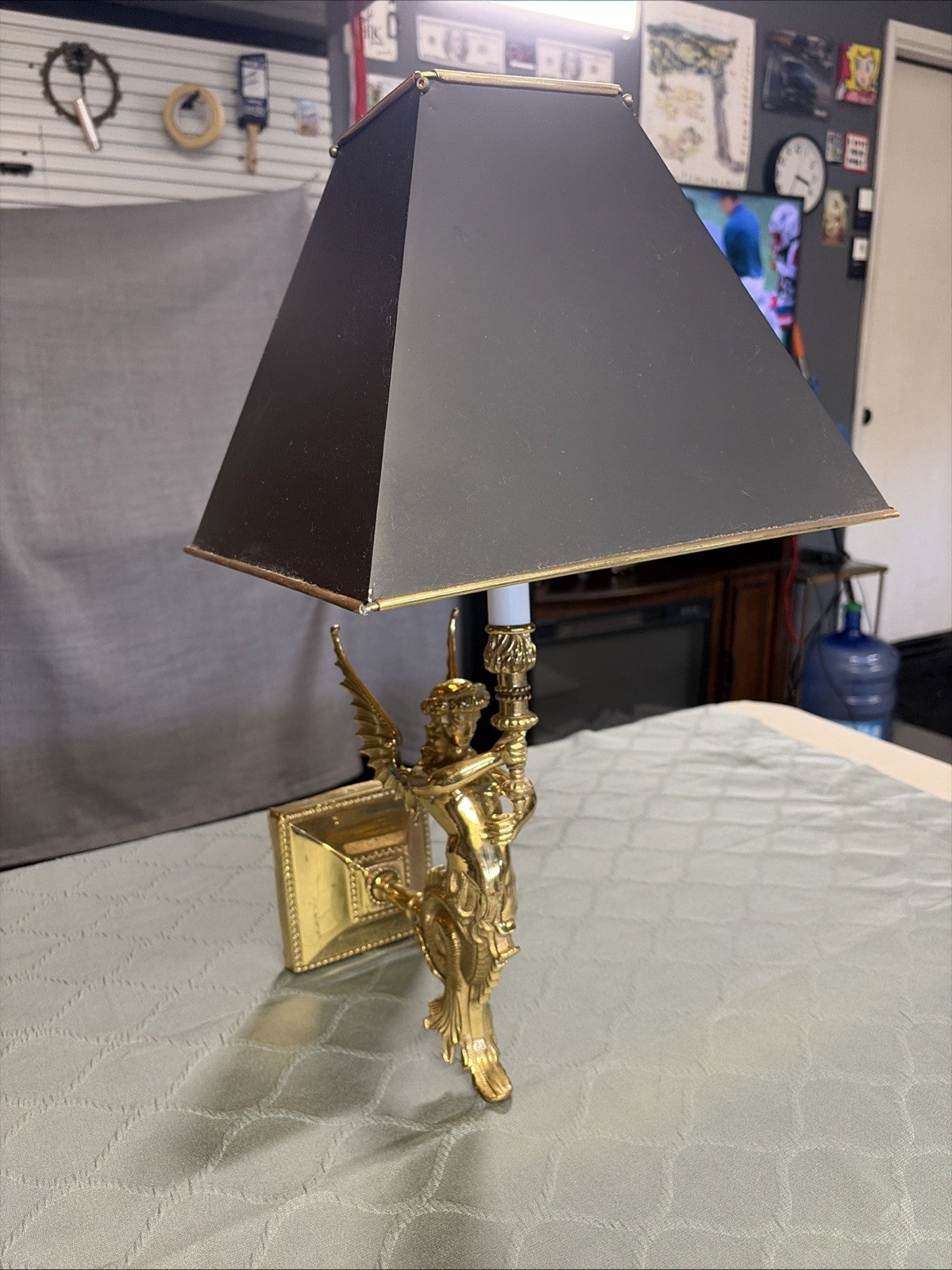 Vintage Brass Winged Mermaid Wall Sconces Antique Lamp Light Fixtures w/shade Vintage Brass Winged Mermaid Wall Sconces Antique Lamp Light Fixtures w/shade
