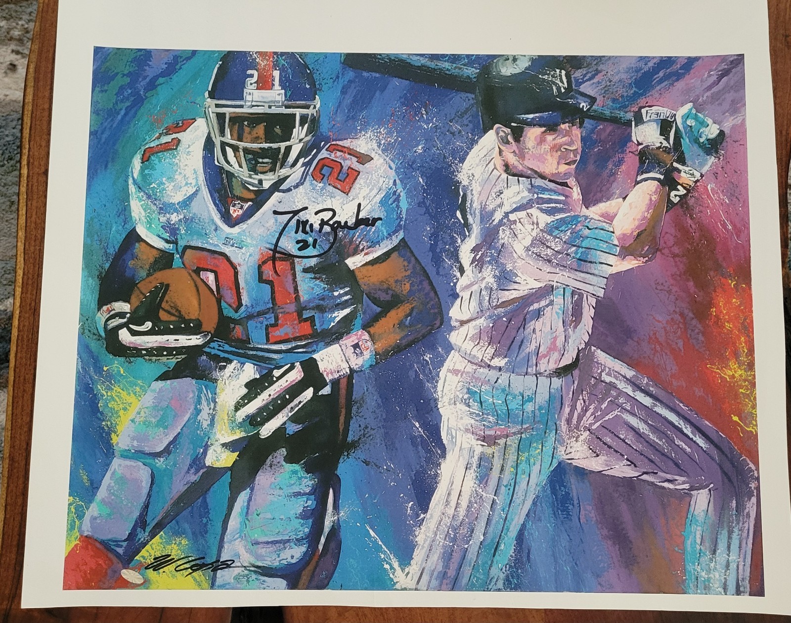 Tiki Barber & Derek Jeter Print by William Lopa (signed by Barber & Lopa)