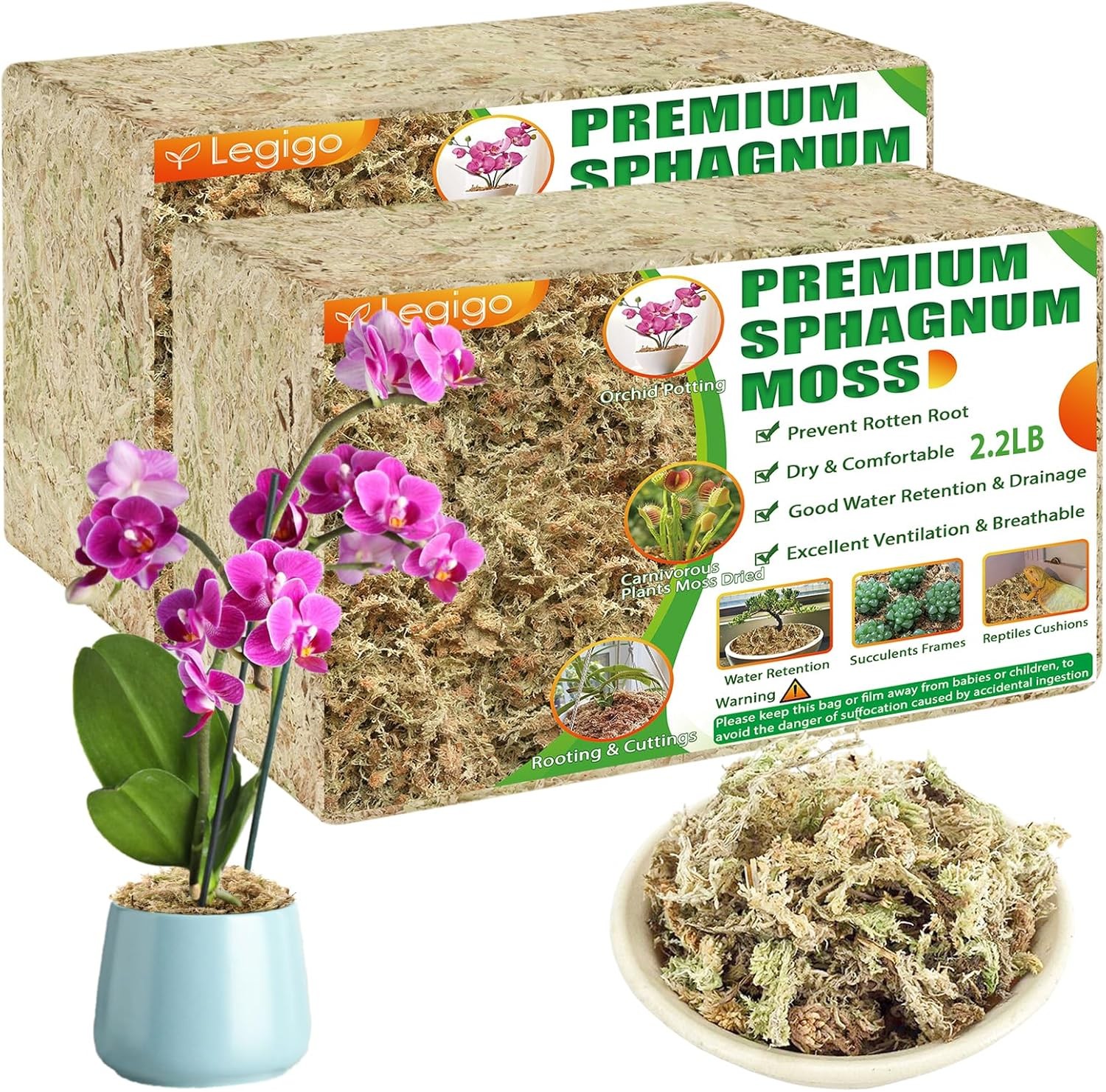 Legigo 4.4LBS Premium Sphagnum Moss for Plants- 80QT 80 QT(Appx.4.4lb) Legigo 4.4LBS Premium Sphagnum Moss for Plants- 80QT 80 QT(Appx.4.4lb)