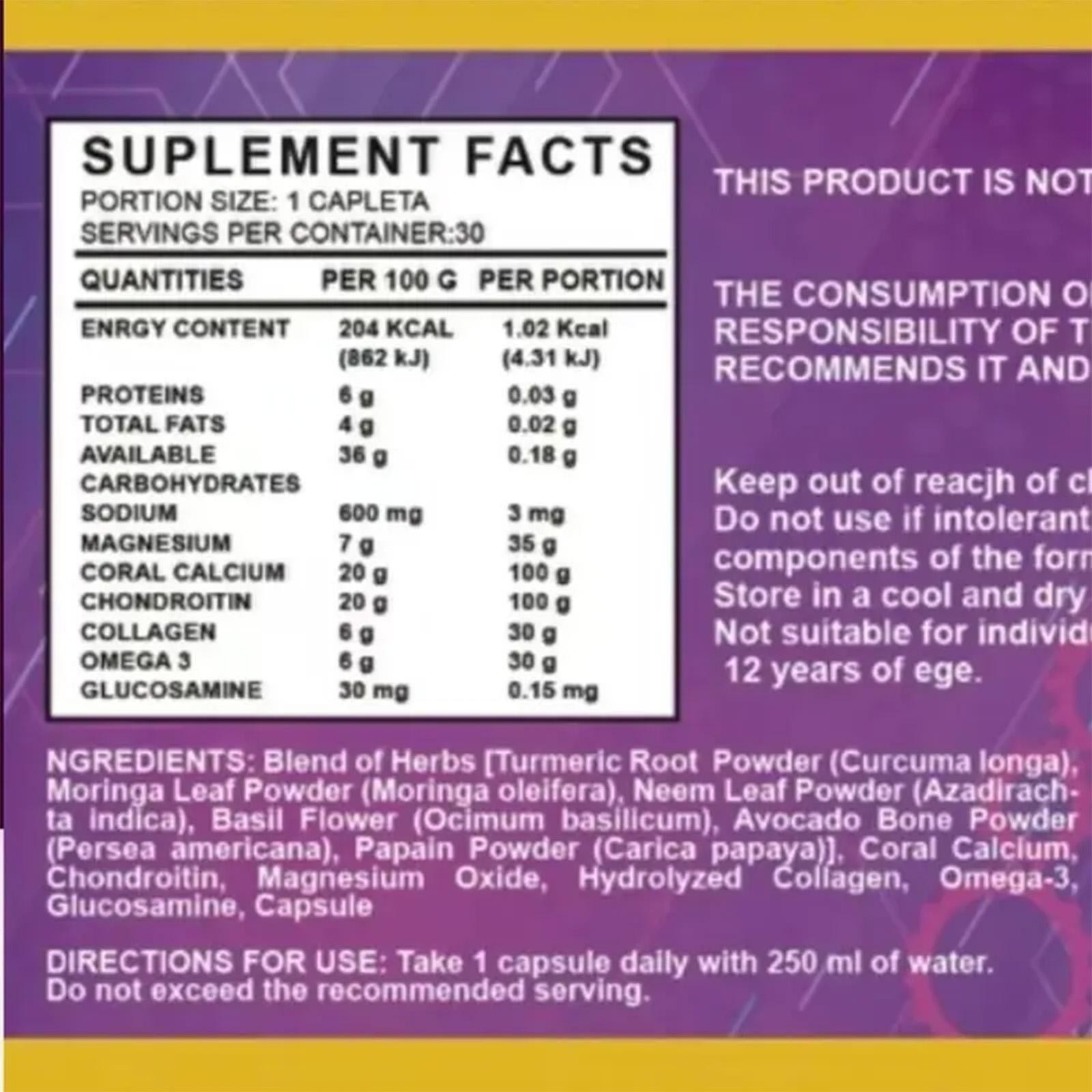Ultra Advance III Vitamin & Mineral Supplement 30 Capsules 500 Mg