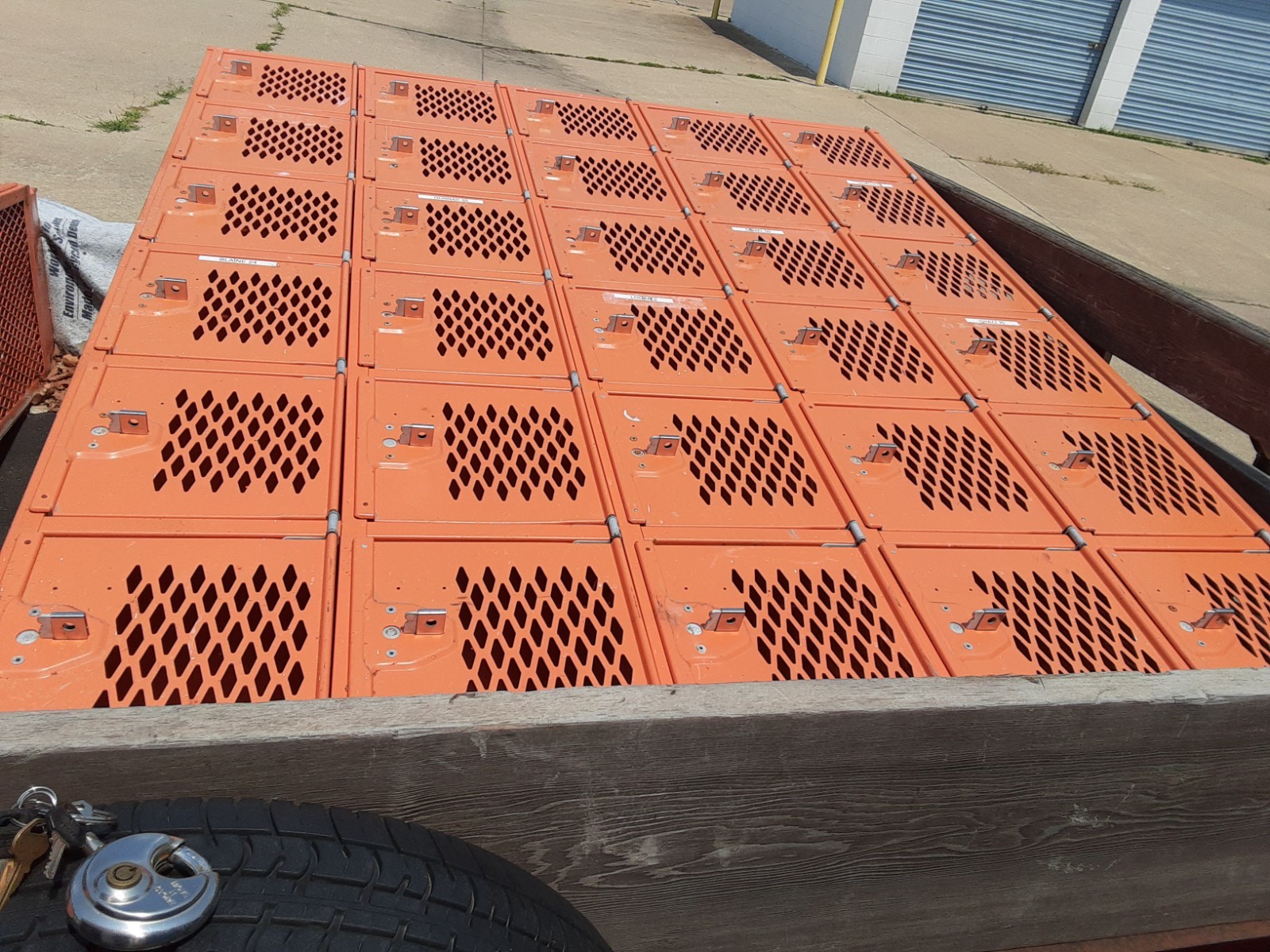 VINTAGE LARGE METAL ORANGE SCHOOL LOCKER, LOCAL PICKUP ONLY