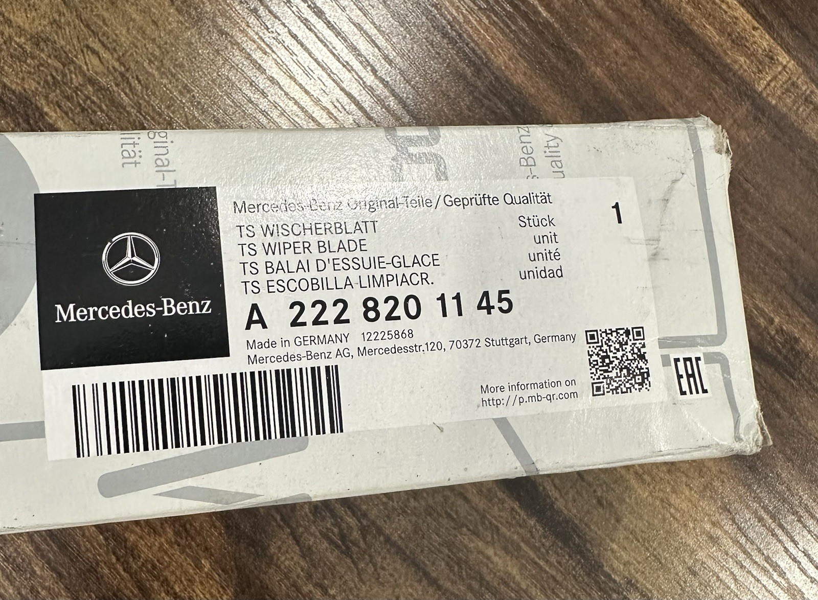 A2228201145 GENUINE OEM MERCEDES-BENZ LEFT/RIGHT WIPER BLADE. A2228201145 GENUINE OEM MERCEDES-BENZ LEFT/RIGHT WIPER BLADE.