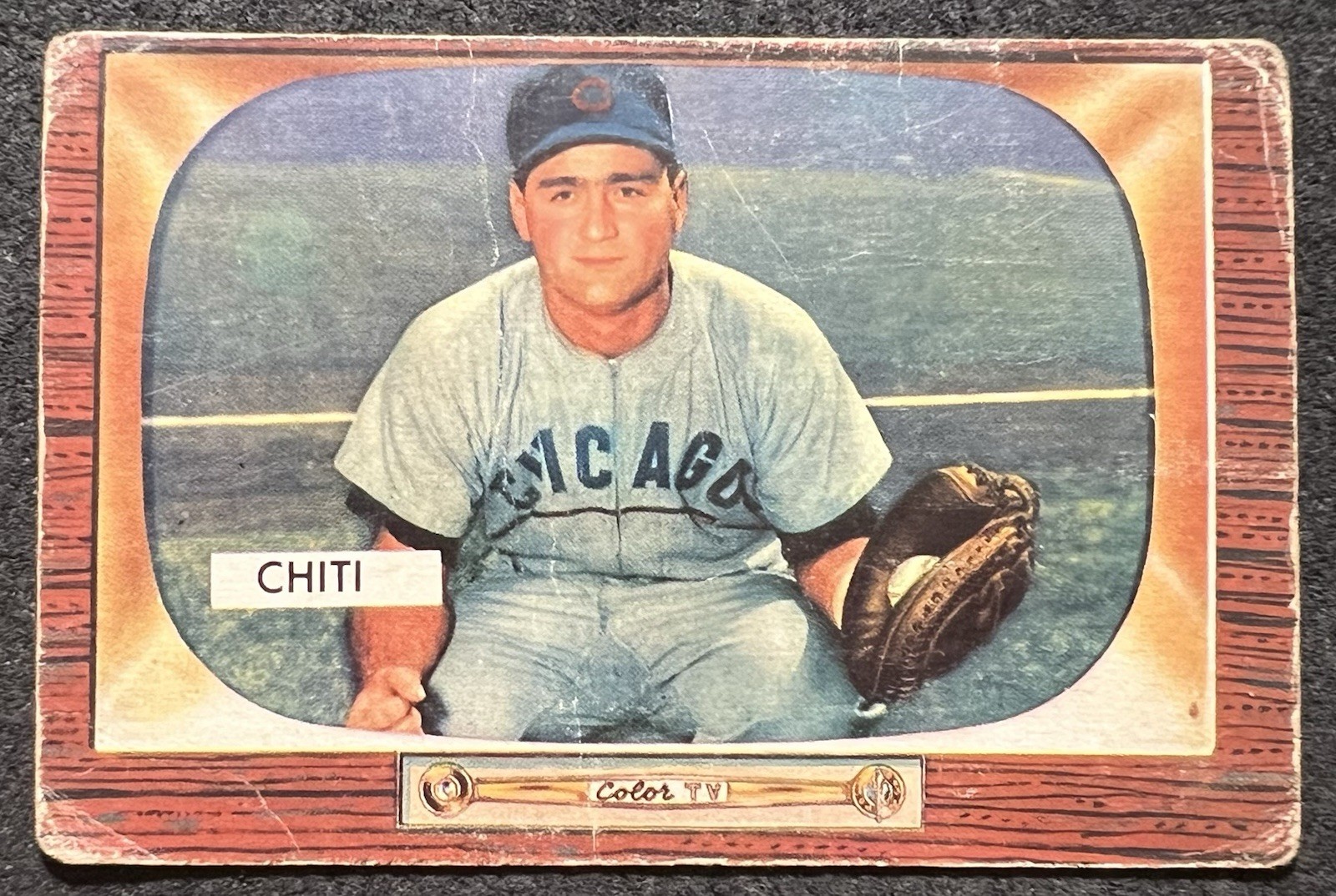 1955 BOWMAN HIGH # HARRY CHITI (CHICAGO CUBS) #304 OC WRINKLES