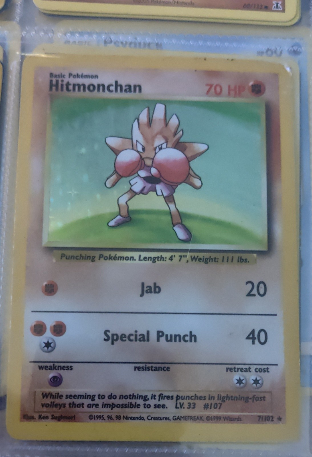 Hitmonchan 007/102 Base Set (Shadowless) Holo