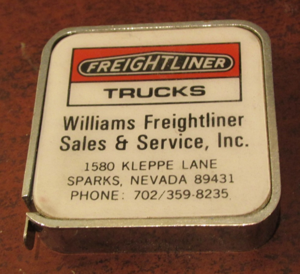Vintage Freightliner Trucks Sparks, Nevada Tape Measure Barlow NV Semi Trucking