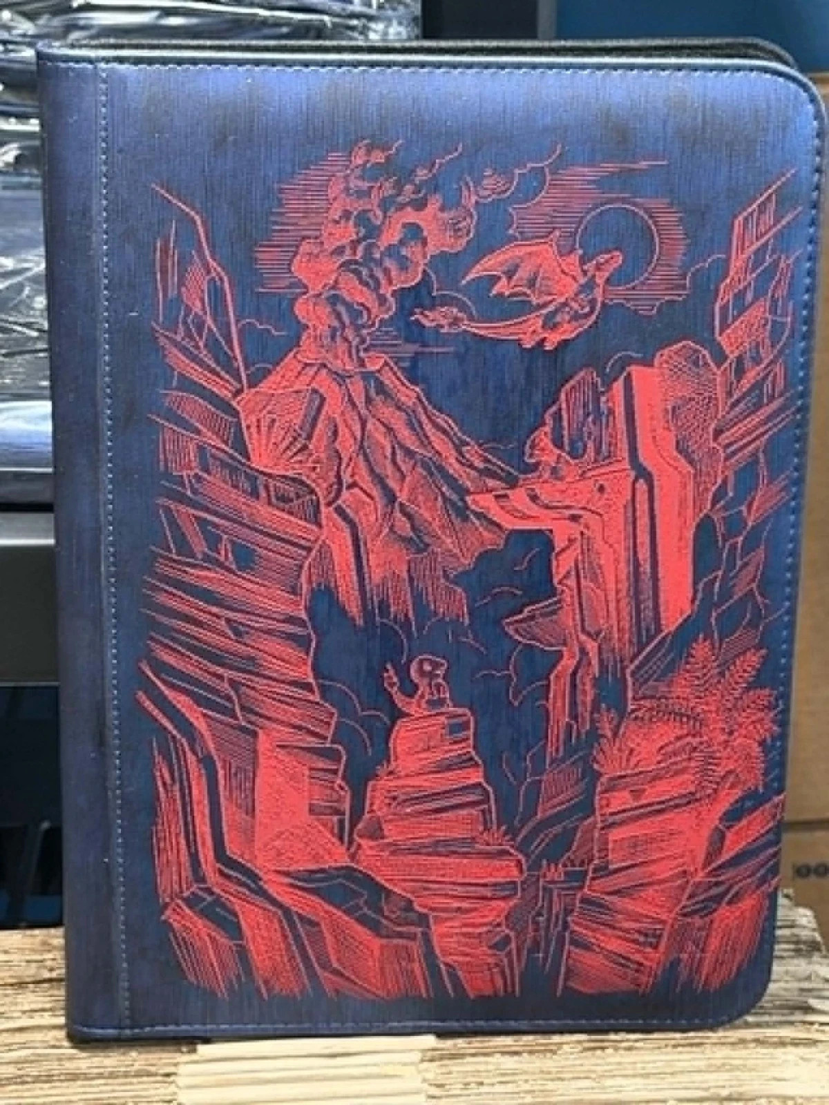 151 Charizard Charmander Blue Red Laser Engraved Zipper 9 Slot Binder Pokemon