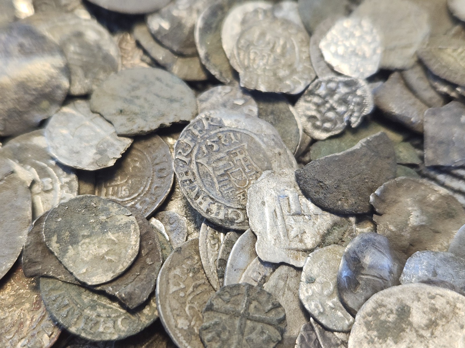 Hammered Medieval Hungarian Silver Coins Small Chips, Great Detail