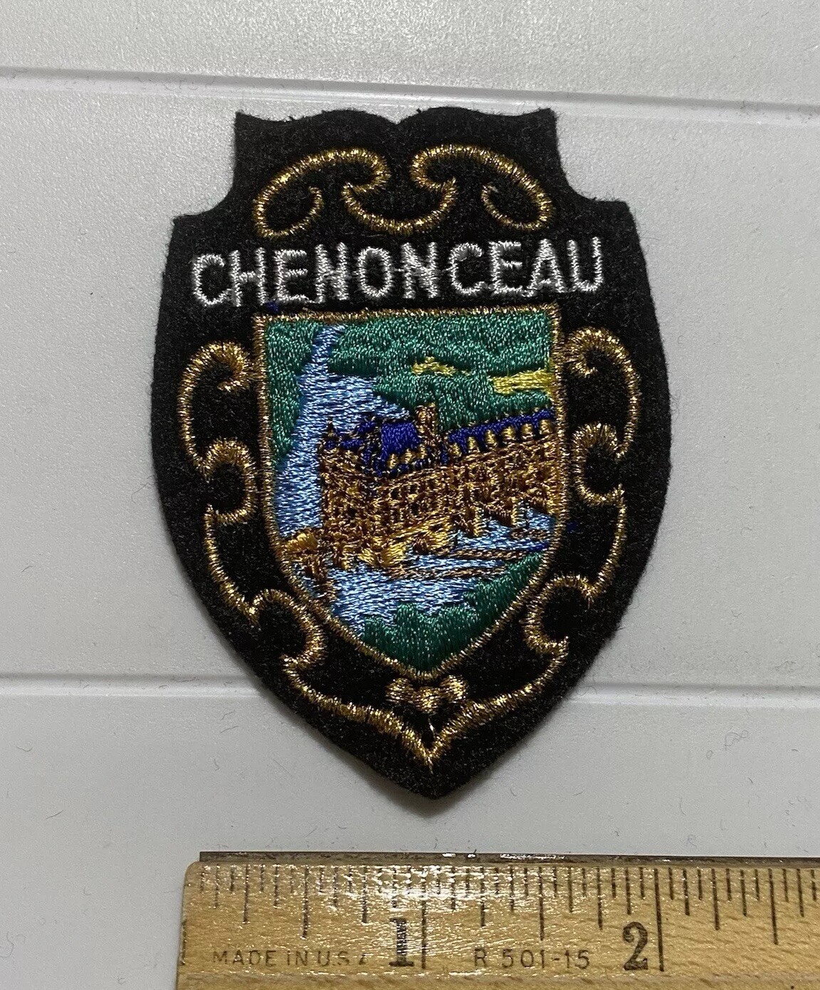 Chateau de Chenonceau Loire Valley France Souvenir Black Felt Crest Patch Badge