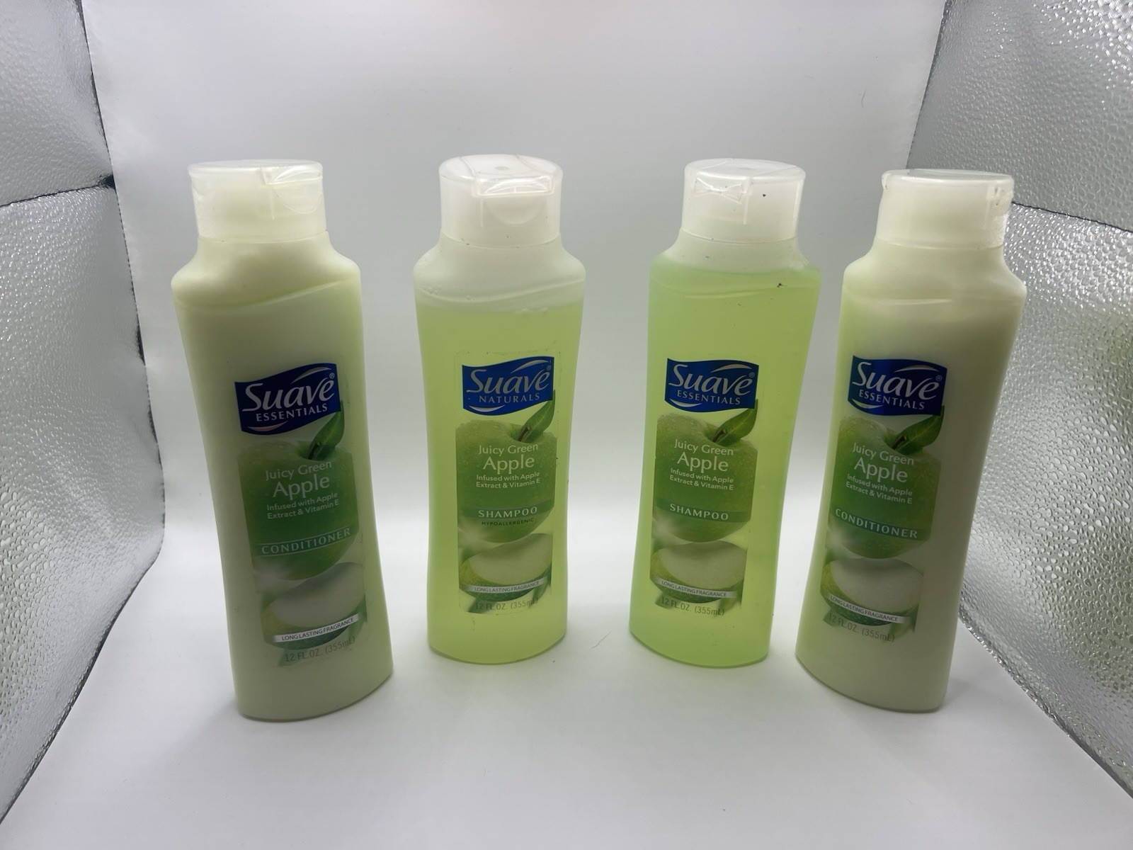 Lot of 4 Suave Essentials Juicy Green Apple Shampoo & Conditioner Set 12 oz 
